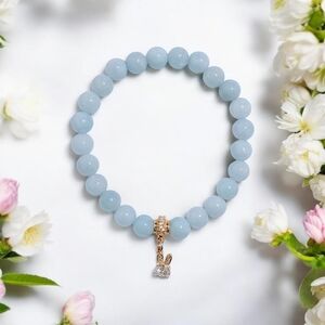 Aquamarine Bracelet With Cubic Zirconia Charm